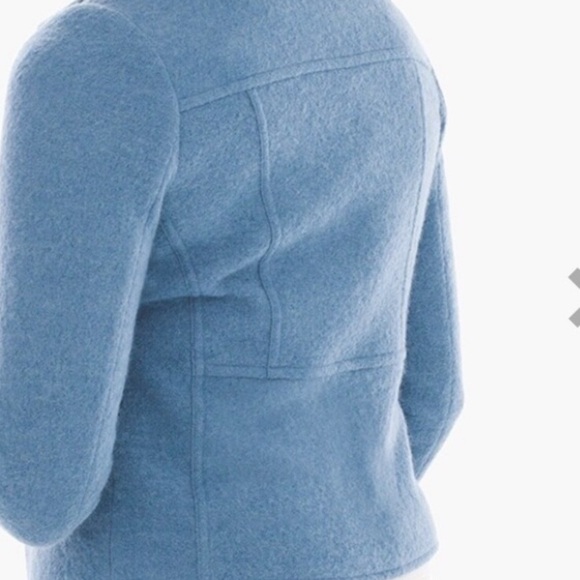 Chicos Boiled Wool Motorcycle Jacket Blue Silver - Picture 2 of 9